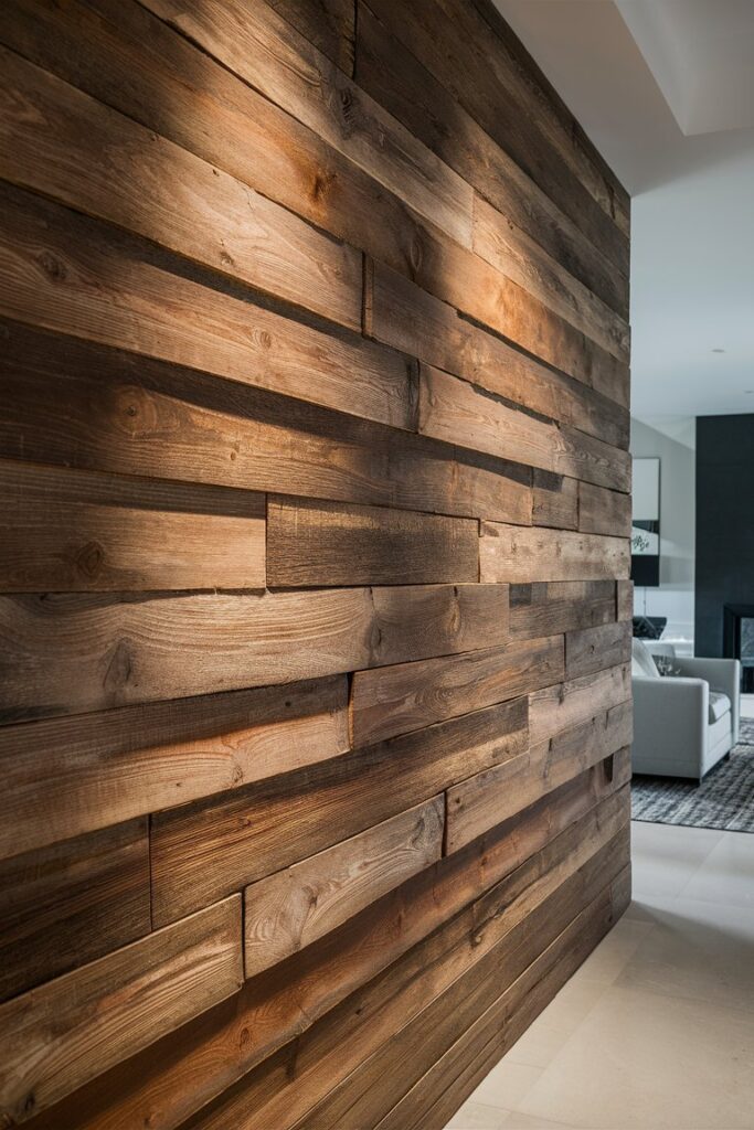 distressed timber feature wall