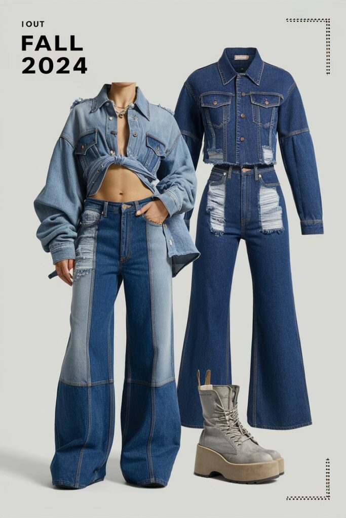 Trendy denim outfits for fall 2024