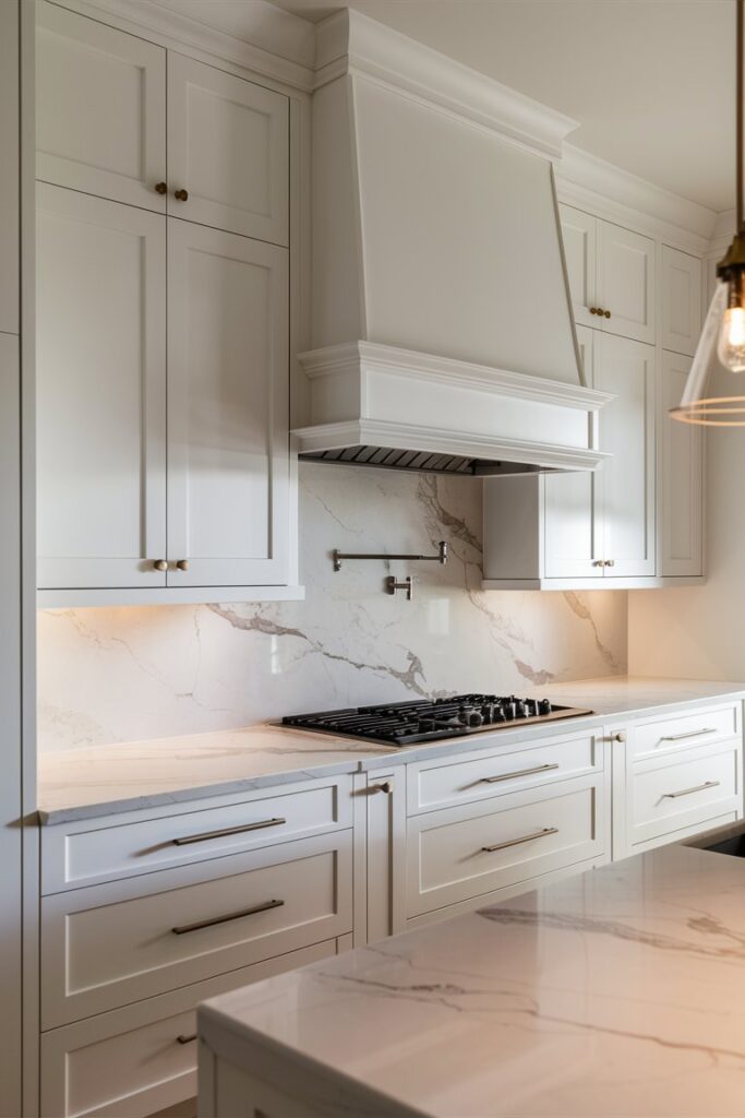 classy white kitchen cabinetry